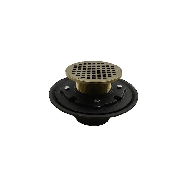 Jones Stephens 4in Heavy Duty No Hub Floor Drain/Shower Drain, 10in Pan, 6in Nickel Bronze Round Strainer D80219 - main